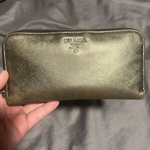 Prada Authentic metallic wallet zippy